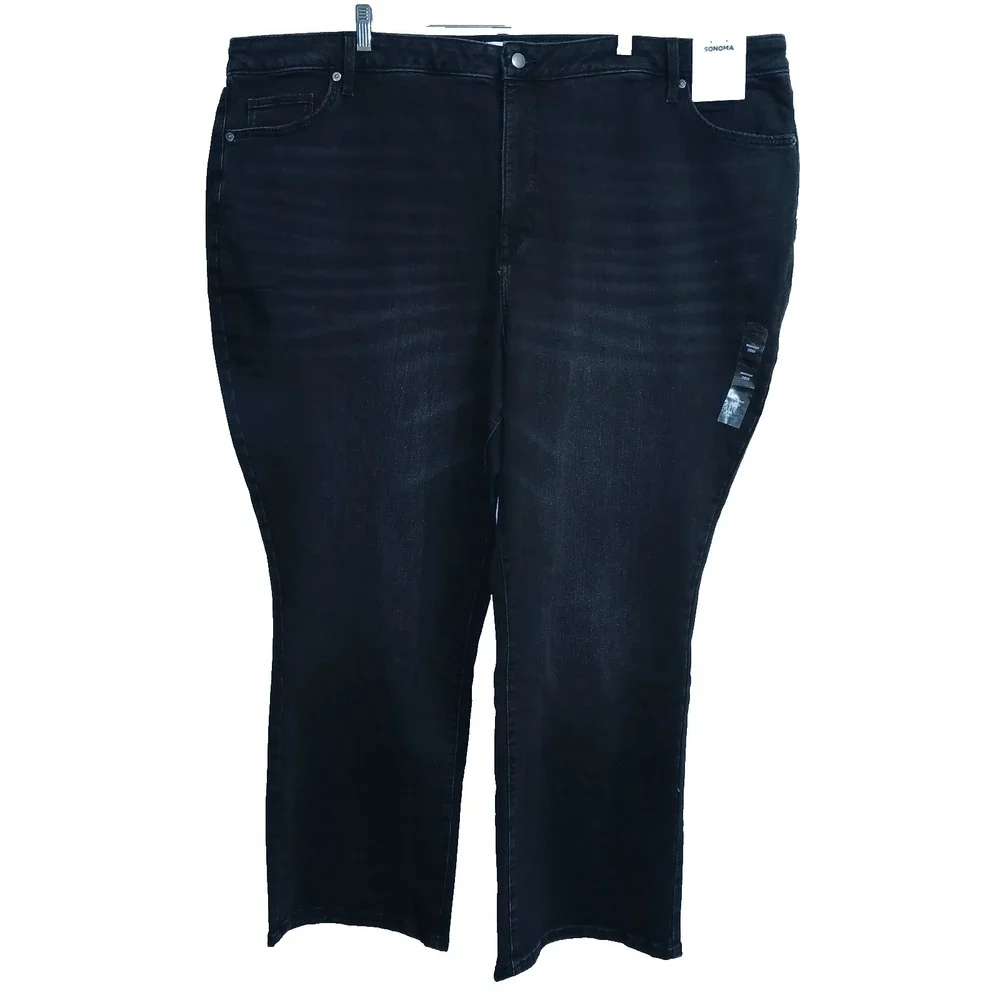 Sonoma Mid Rise Bootcut Women Jeans 28W Black Wash Western Cowgirl Flare Leg